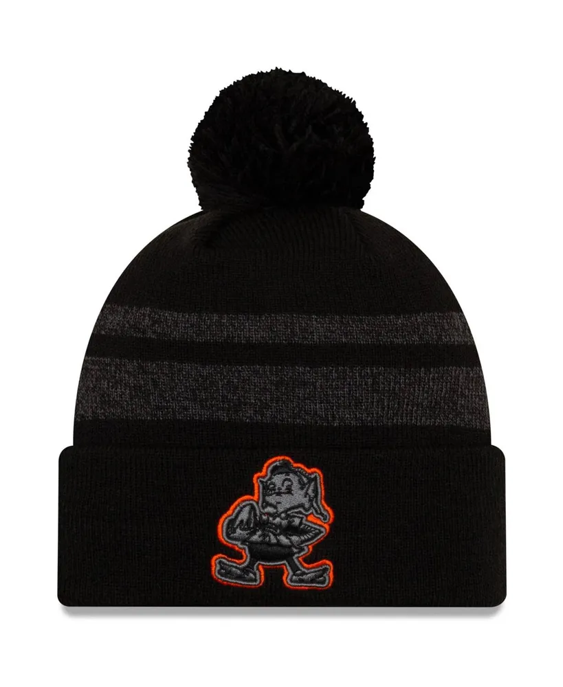 Men's New Era Black Cleveland Browns Dispatch Cuffed Knit Hat with Pom