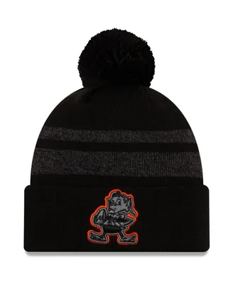 Men's New Era Black Cleveland Browns Dispatch Cuffed Knit Hat with Pom