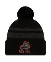 Men's New Era Black Cleveland Browns Dispatch Cuffed Knit Hat with Pom