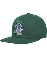 Men's Mitchell & Ness Hunter Green Milwaukee Bucks Hardwood Classics Mvp Team Ground 2.0 Fitted Hat