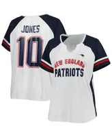 Women's Mac Jones White New England Patriots Plus Notch Neck T-shirt