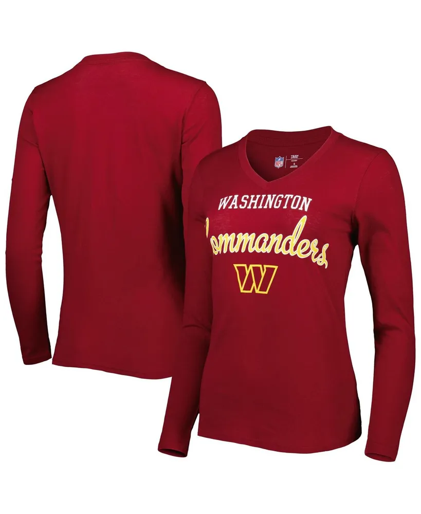 Women's G-iii 4Her by Carl Banks Burgundy Washington Commanders Post Season Long Sleeve V-Neck T-shirt