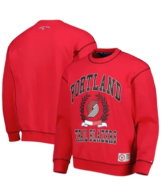 Men's Tommy Jeans Red Portland Trail Blazers Peter French Terry Pullover Crew Sweatshirt