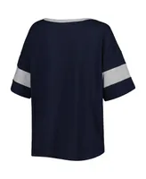 Women's Champion Navy Villanova Wildcats Jumbo Arch Striped Half-Sleeve T-shirt