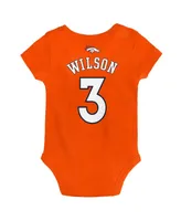 Newborn and Infant Boys Girls Russell Wilson Orange Denver Broncos Mainliner Player Name Number Bodysuit