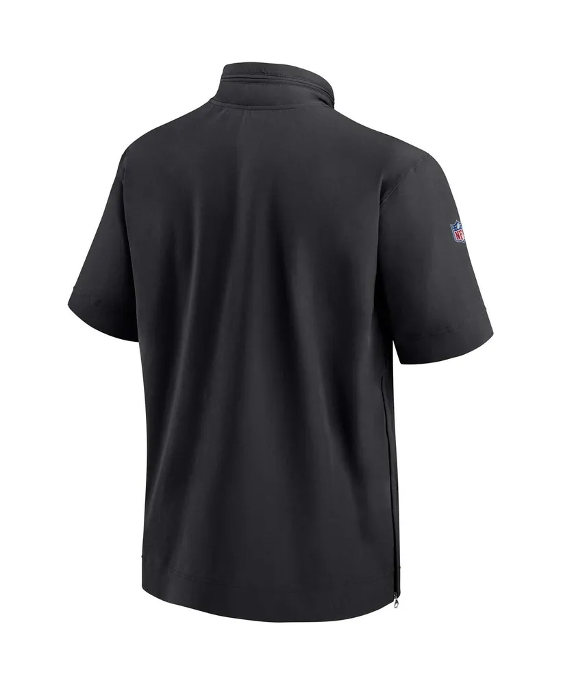 Men's Nike Black Jacksonville Jaguars Sideline Coach Short Sleeve Hoodie Quarter-Zip Jacket