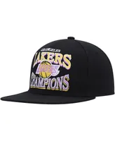 Men's Mitchell & Ness Black Los Angeles Lakers Hardwood Classics Soul Champions Era Diamond Snapback Hat