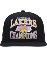 Men's Mitchell & Ness Black Los Angeles Lakers Hardwood Classics Soul Champions Era Diamond Snapback Hat