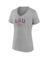 Women's Fanatics Heather Gray Lsu Tigers Evergreen Campus V-Neck T-shirt