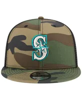 Men's New Era Camo Seattle Mariners Woodland Camo Trucker 9FIFTY Snapback Hat