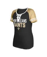 Women's New Era Black Orleans Saints Raglan Lace-Up T-shirt