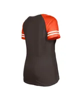 Women's New Era Brown Cleveland Browns Raglan Lace-Up T-shirt