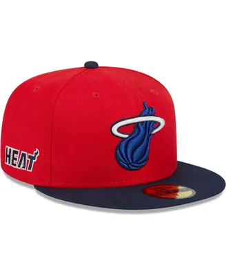 Men's New Era Red, Navy Miami Heat 59FIFTY Fitted Hat