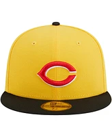 Men's New Era Yellow, Black Cincinnati Reds Grilled 59FIFTY Fitted Hat