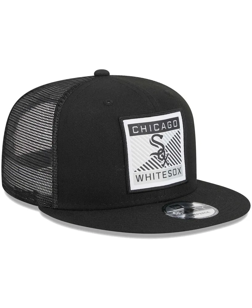 Men's New Era Black Chicago White Sox Scratch Squared Trucker 9FIFTY Snapback Hat