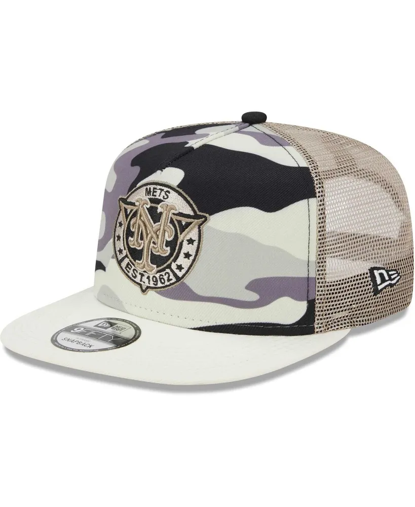 Detroit Tigers New Era Chrome Camo A-Frame 9FIFTY Trucker Snapback Hat -  White