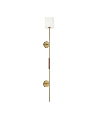 Trade Winds Nico 1-Light Wall Sconce in Natural Brass with Leather Accent