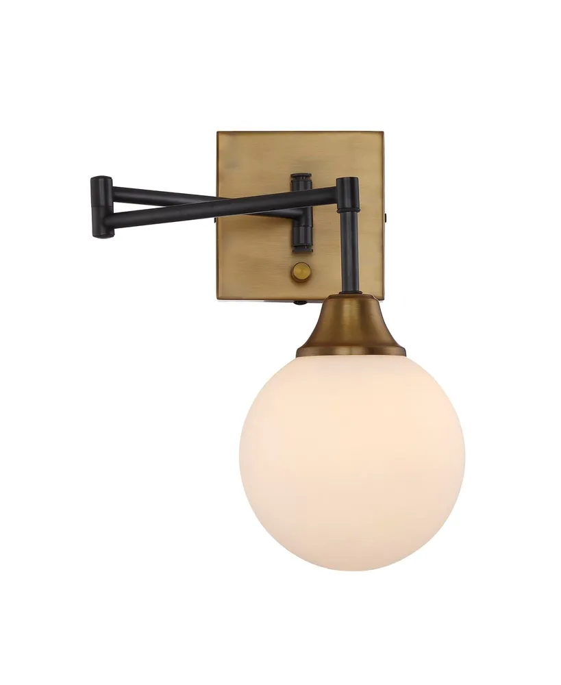 Trade Winds Retro 1-Light Swing-Arm Sconce in English Bronze with Warm Brass