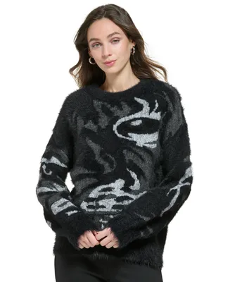Dkny Women's Long-Sleeve Textured Tiger-Eye Sweater