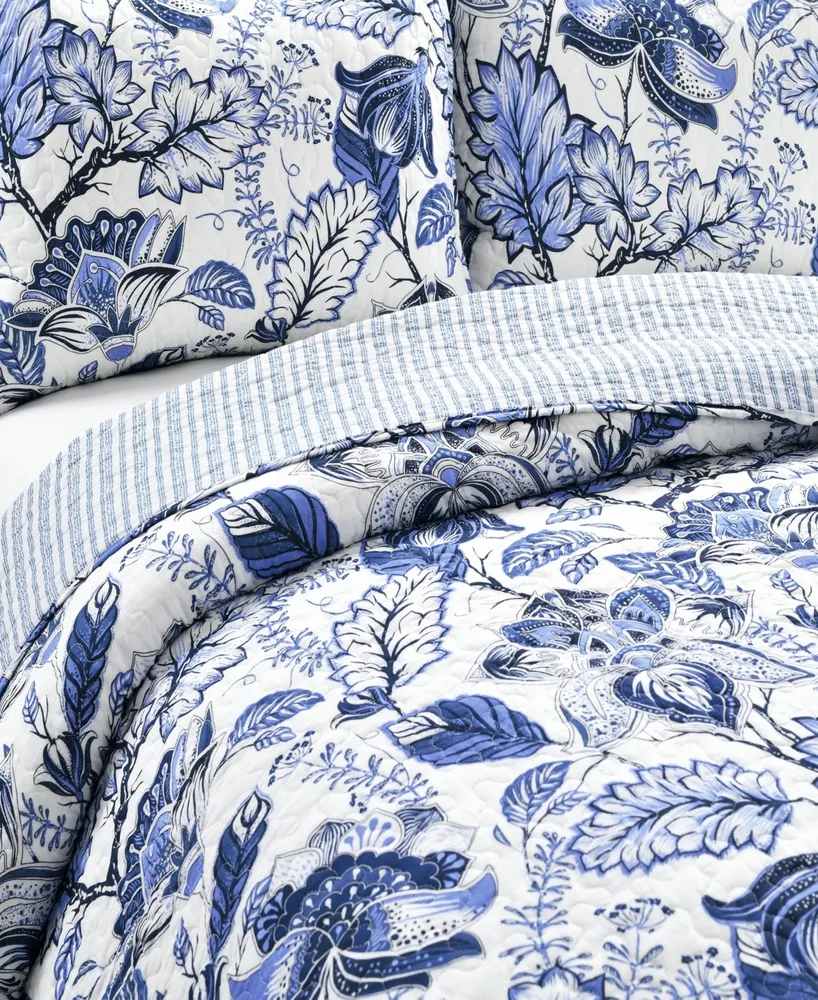 Lush Decor Cynthia Jacobean Floral 3-Piece Quilt Set, Full/Queen