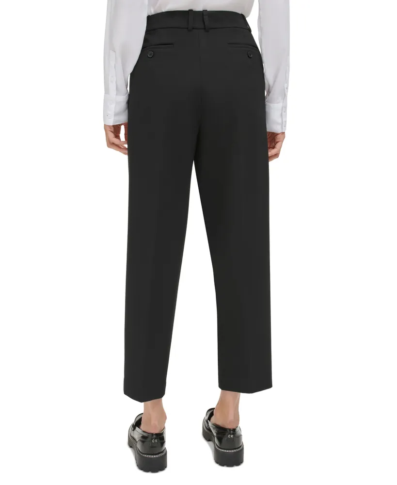 Calvin Klein Petite Pleat-Front Cropped Ankle Pants