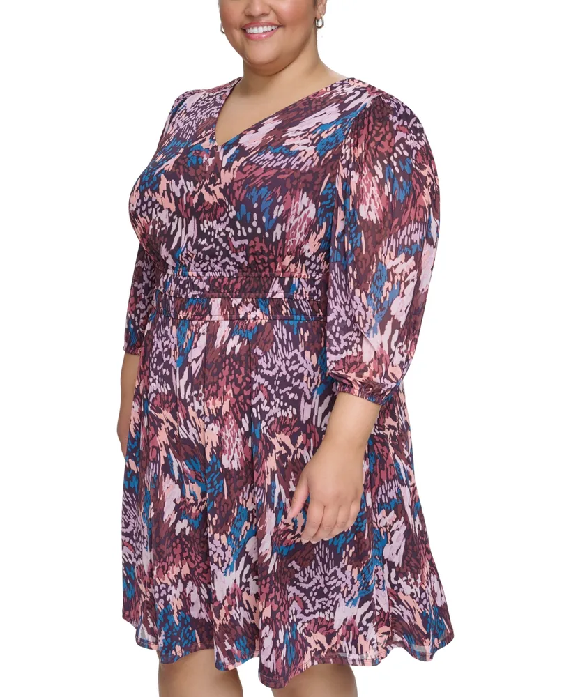 Jessica Howard Plus Size Printed Fit & Flare Dress