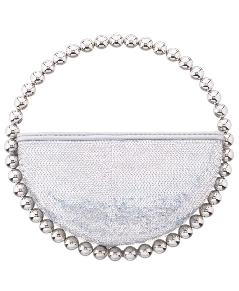 Nina Sequin Circle Bag with Metallic Bead Handle