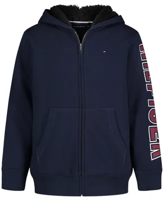 Tommy Hilfiger Little Boys Long Sleeve Hit Sherpa- 1000% Polyester Lined Hoodie