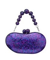 Nina Printed Acrylic Minaudiere with Beaded Handle Clutch