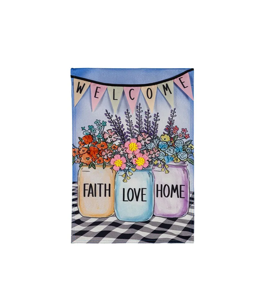 Evergreen Faith Love Home Jars Garden Linen Flag 12.5 x 18 Inches Indoor  Outdoor Decor