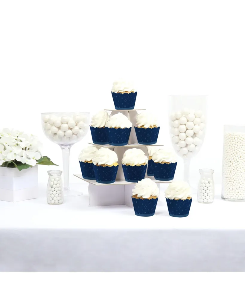 Navy Confetti Stars Simple Party Decorations Party Cupcake Wrappers Set of 12