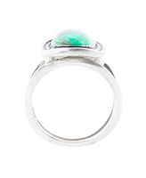 Barse Shield Genuine Turquoise Oval Band Ring