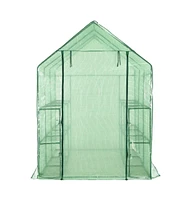 vidaXL Walk-in Greenhouse with 12 Shelves Steel 56.3"x84.5"x77.2"