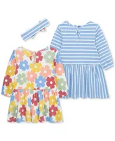 Little Me Baby Girls 3-Pc. Multi Floral Knit Dress Set with Headband