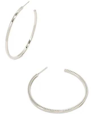 Kendra Scott Rhodium-Plated Medium Hoofprint-Trim C-Hoop Earrings, 1.89"