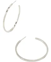 Kendra Scott Rhodium-Plated Medium Hoofprint-Trim C-Hoop Earrings, 1.89"