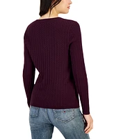 Tommy Hilfiger Women's Cotton Cable Ivy V-Neck Sweater