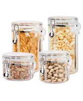 Oggi Clear Clamp 4 Piece Canisters with Scoops Set