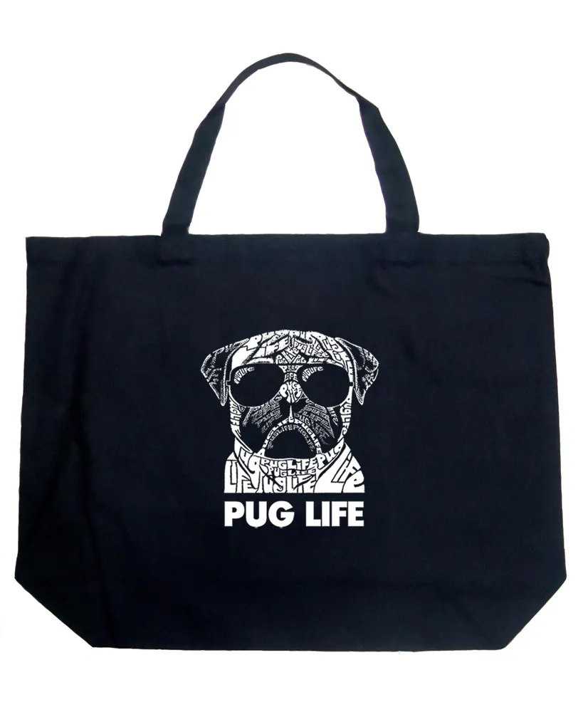 Pug Life - Large Word Art Tote Bag