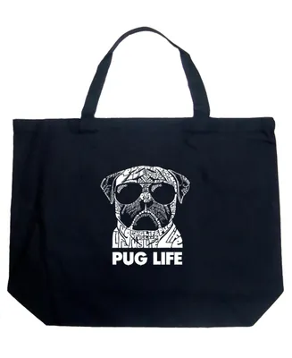 Pug Life - Large Word Art Tote Bag