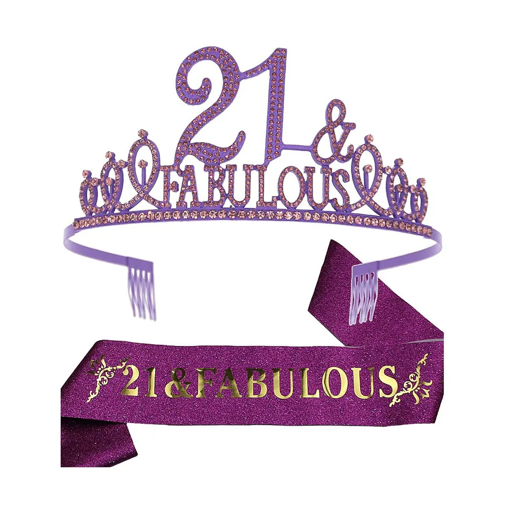 21st Birthday Sash and Tiara Set for Women