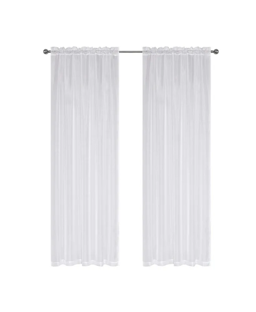 Kate Aurora Montauk Accents Ultra Lux 2 Piece Rod Pocket White Sheer Voile Window Curtain Panels