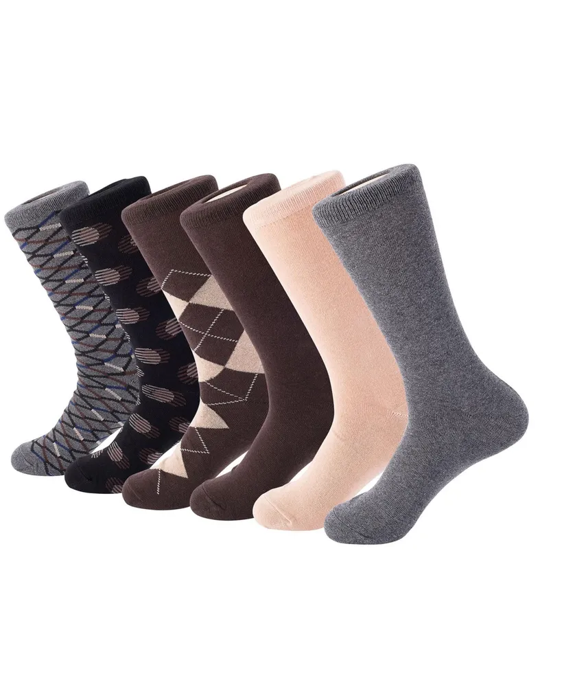 Mio Marino Men's Earthy Haze Dress Crew Socks 6 Pack