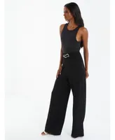 Quiz Women's Scuba Crepe Pant With Gold Buckle