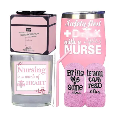 Nurse Gifts for Women, Christmas and Nurse Practitioner Presents, Coffee Mug Cup Tumbler, Nursing Appreciation and Safety First Drink with a Nurse The