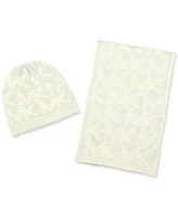 Michael Kors Women's Debossed Knit Metallic Beanie & Scarf Set