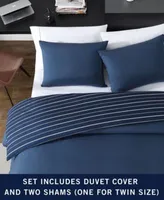 Nautica Longdale Solid Stripe Brushed Microfiber Duvet Cover Sets