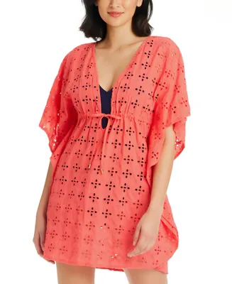 Bleu by Rod Beattie Women's Eyes Wide Open Cotton Caftan Cover-Up