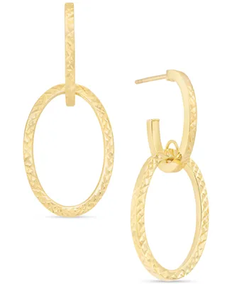 Textured Oval Doorknocker Drop Earrings in 10k Gold