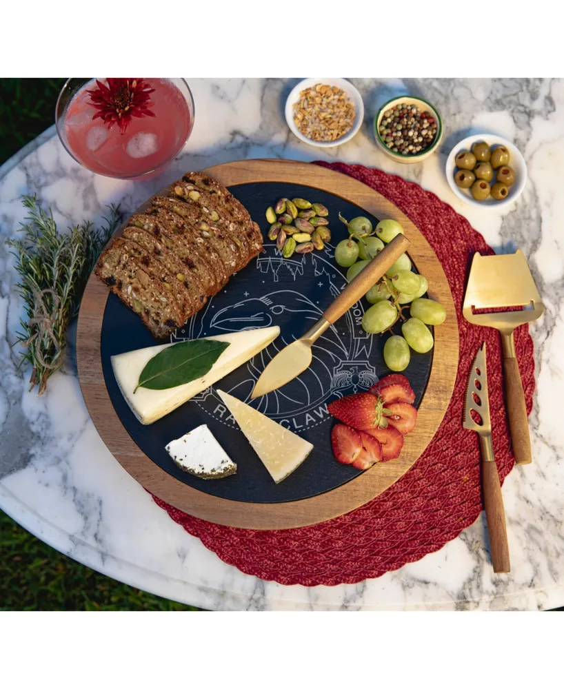 Harry Potter Ravenclaw Insignia Acacia and Slate Charcuterie Board with Cheese Tools